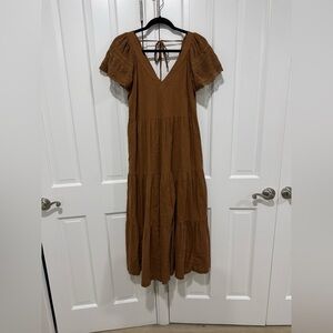 Elegant Brown Tiered Maxi Dress